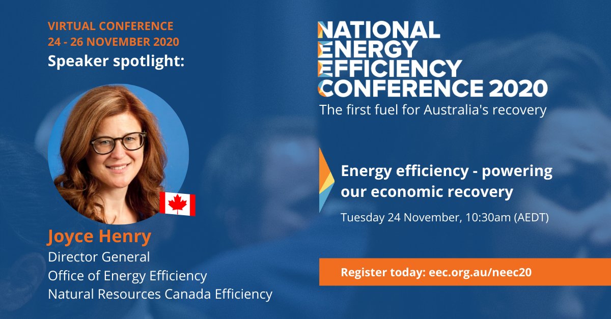 Next up we have  @JoyceLHenry, Director of the Office of Energy Efficiency, Natural Resources CanadaThanks for joining us, Joyce! #NEEC20Join us - Register here:  http://sprintr.eventsair.com/neec2020/neecc2020/Site/Register