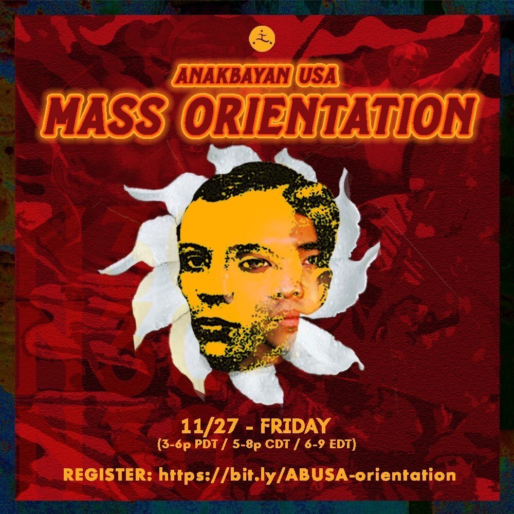 2020 has solidified the urgency of building an organized mass movement. 

Youth and students in the U.S., #JoinAnakbayan this Friday to struggle against imperialism, capitalism, and feudalism with a vibrant youth movement.

📲 RSVP: bit.ly/ABUSA-orientat…