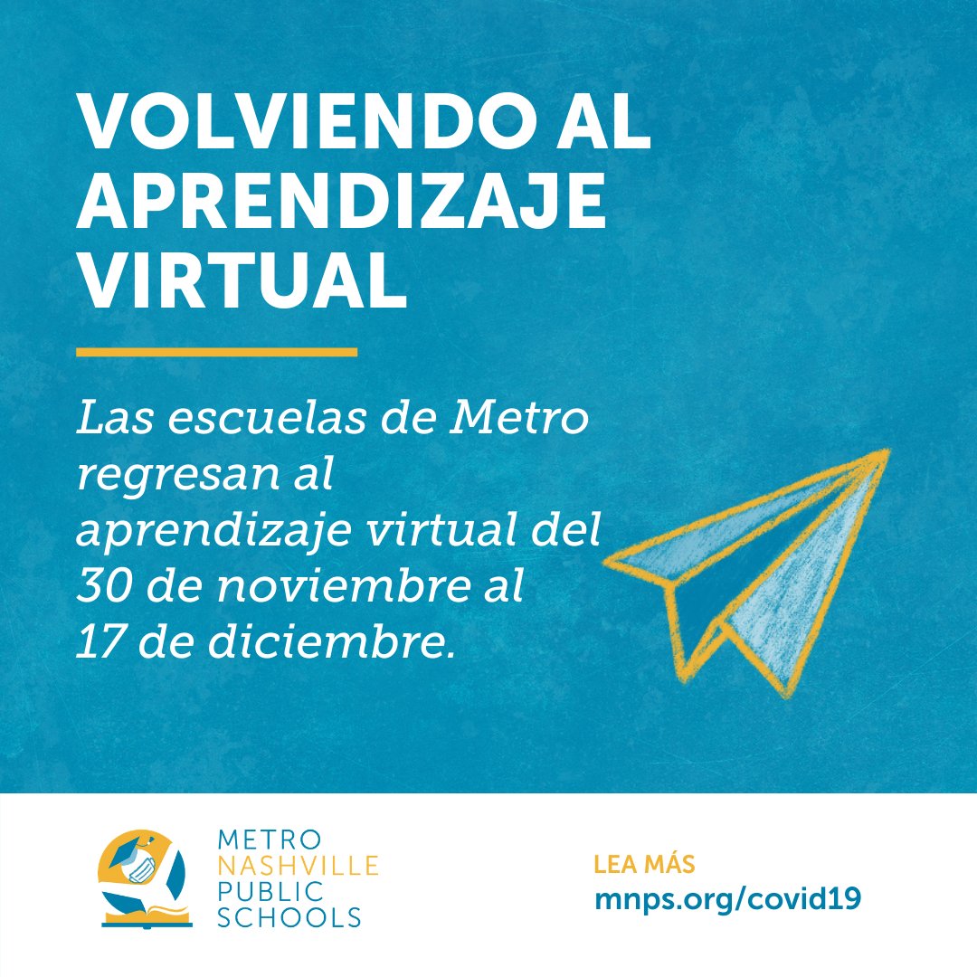 MetroSchools's tweet photo. Metro Schools is returning to all-virtual learning following the Thanksgiving break on November 30 through the end of the semester, December 17.  

Announcement: https://t.co/Y6DqNu6RCp

COVID-19 update page: https://t.co/Ma0tycf2s2 https://t.co/1JZEvmyPaE