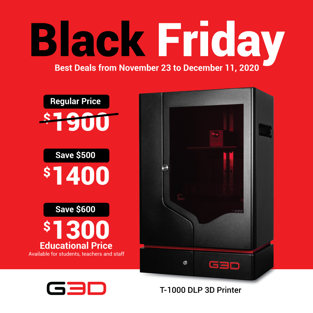 G3Dsys's tweet photo. We are offering the best deal for Black Friday to Cyber Monday for only $1,400 USD promotional price and $1,300 with educational discount!

This offer is available for November 23 – December 11, 2020 only!

For details, please visit https://t.co/i3PuXYEOy8. https://t.co/oxxxFBFcIb