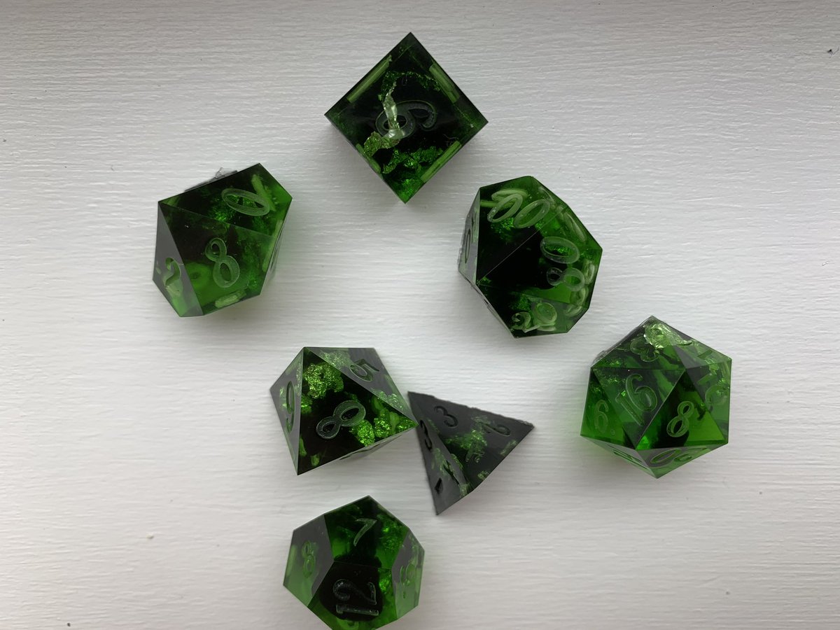 DSdicehoard's tweet photo. Test batch of eldritch themed dice. Not yet named. 
(Uninked&amp;Unsanded) 
.
.
.
.
.
.
.
.
.
#dnd #ttrpg #dice #handmadedice #resindice #dungeonsanddragons https://t.co/Cm6ILCieaN