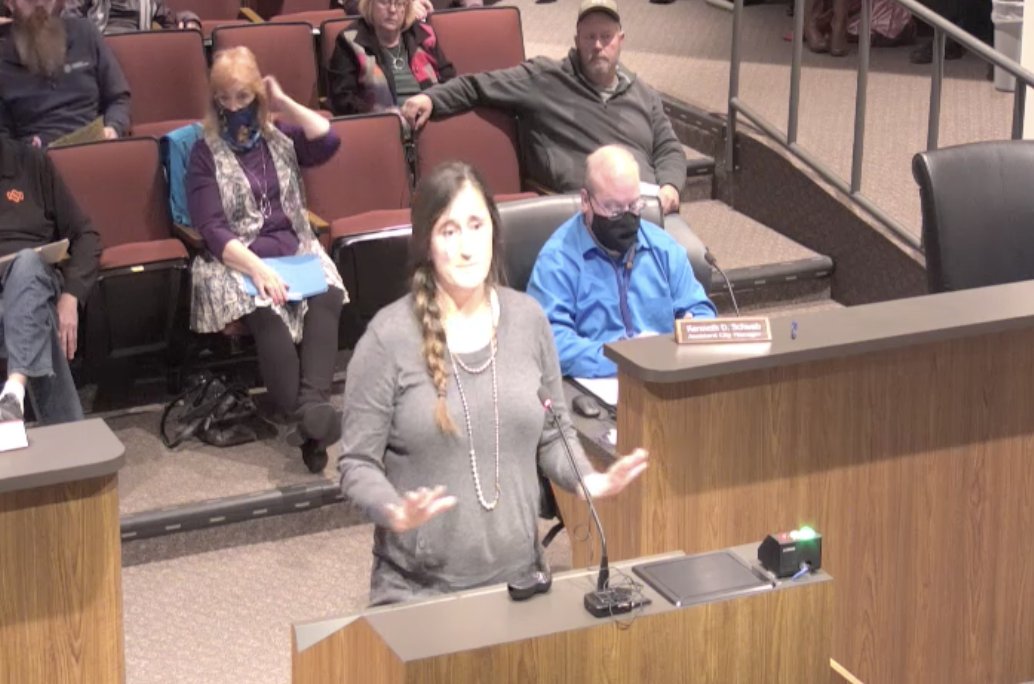 Speaker says she's worried the resolution will cause more division among citizens. She says she walks boldly into stores with mandatory mask policies without a mask on and employees tend not to say anything. Wants to maintain that status quo.