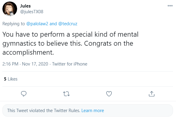 DethIncarnate's tweet photo. @julesTX08 @palolaw2 @tedcruz What rule could this have possibly violated? https://t.co/d6sDxlFwad
