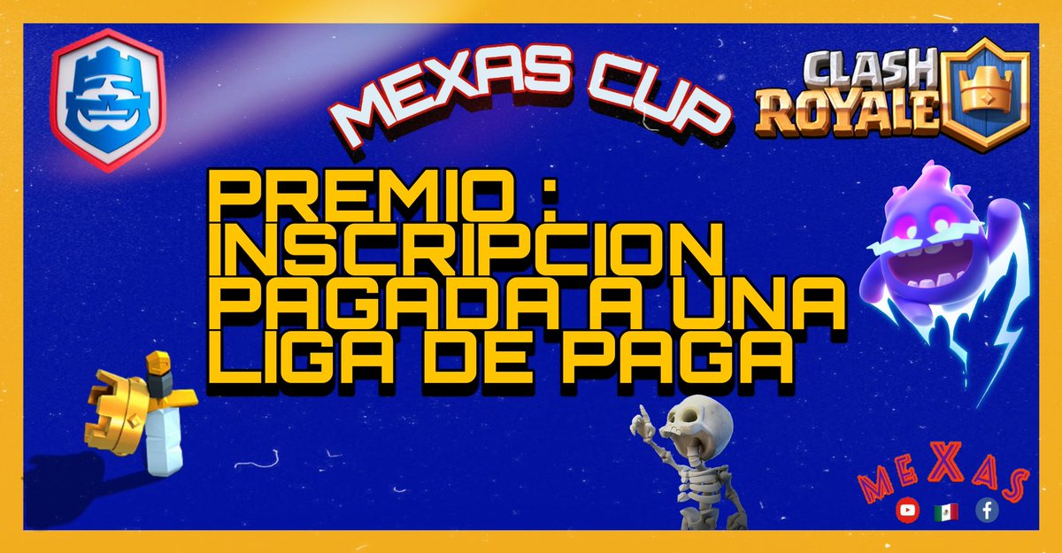 💎MEXAS CUP💎

Abrimos inscripciones nuestra tercera edición de liga por equipos

Requisitos seguir a:
✅youtube.com/channel/UCqiVt…
✅youtube.com/channel/UCp1oo…
✅facebook.com/MEXAS103732408…
✅@clashroyalplay5 
✅seguirnos
✅Dar RT Y ❤
✅Pedir 5 Rts

#Mexas #CR