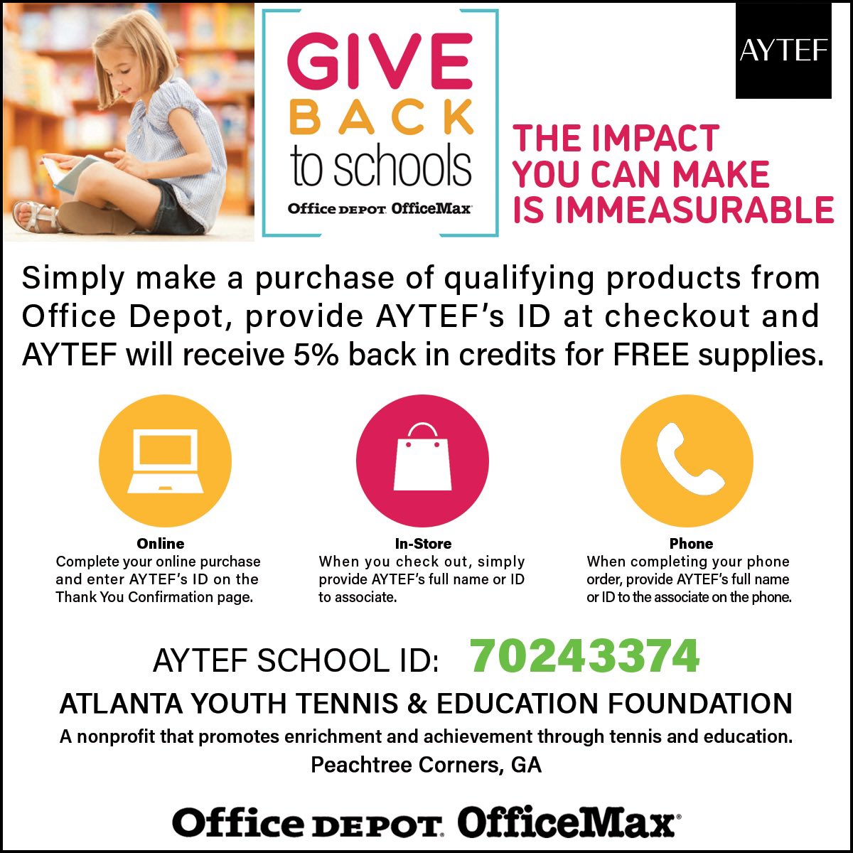 Shopping at Amazon or Office Depot for great Black Friday and Cyber Monday Deals?

Consider selecting AYTEF as your charity of choice and, while you shop, they donate to AYTEF.

LINKS from post
smile.amazon.com/ch/04-3750678
Smile.Amazon.com
OfficeDepot.com

#AYTEF
