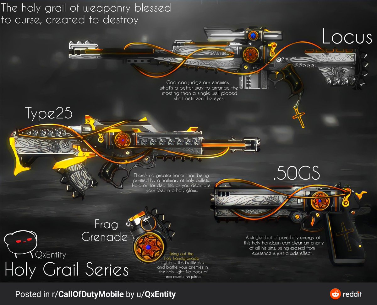 ItZTMGG's tweet photo. The Holy Grail Series Concept -  Blessed to curse, created to destroy. From one of our subreddit users ♥️ https://t.co/a09pEfLtR4