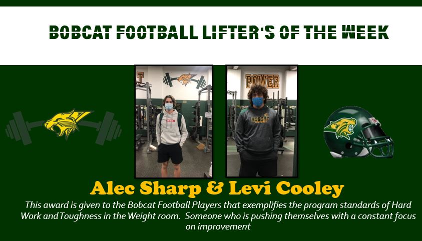 BobcatFB's tweet image. Congratulations to @alecsharp18 and @LeviCooley_ for being named our Bobcat Football Lifter's of the Week #OneVision