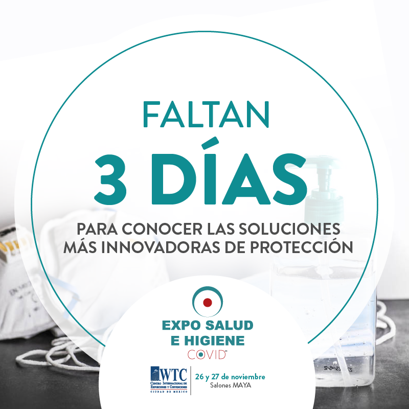 ExpoSalud2021's tweet photo. ¡Estamos a tres días de comenzar con la Segunda Edición de Expo Salud e Higiene COV1D! Acompáñanos el 26 y 27 de noviembre en CIEC WTC CDMX. 

Registro en línea: https://t.co/x4CeCrcvDB
ENTRADA SIN COSTO

#ExpoSaludeHigiene #COV1D19 #NuevaNormalidad #CIECWTC #CDMX
@ciecwtcmexico https://t.co/qmBlhoJUXo