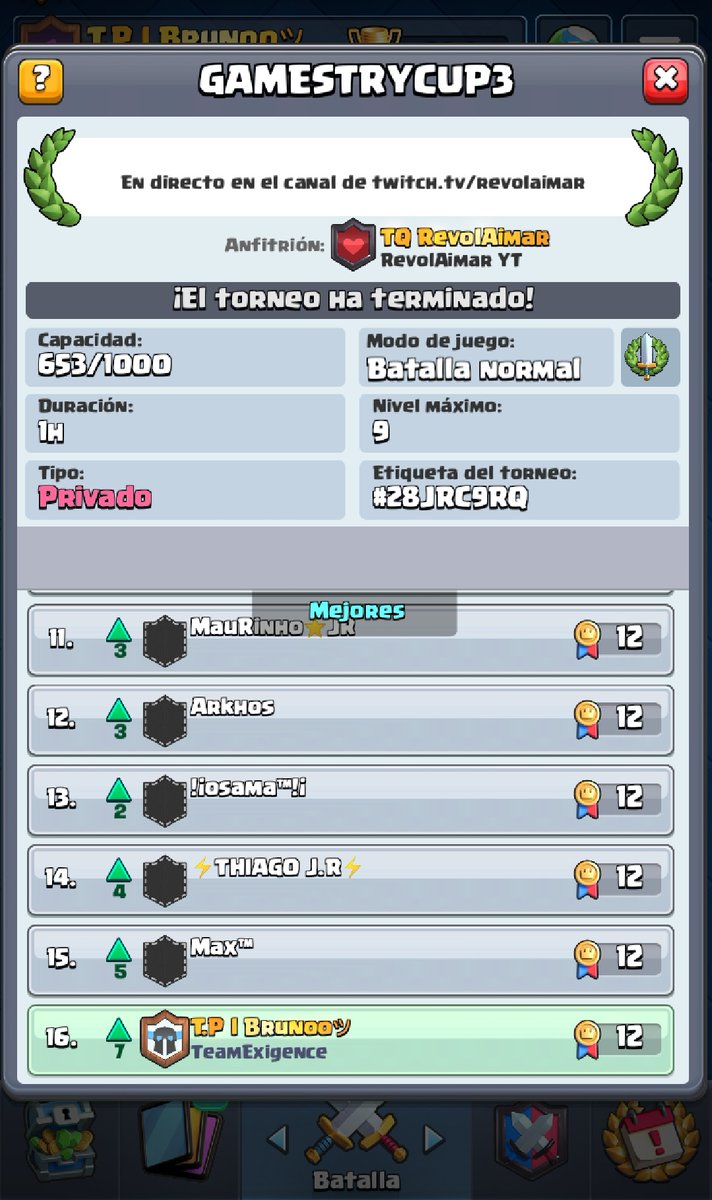 De momento clasifique a los dos brackets y en los dos perdi en primera ronda😔
Pero bueno a seguir entrenando que es por ahi🤠👍