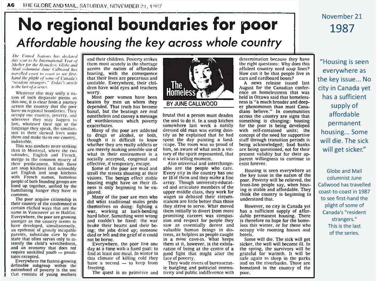  #NationalHousingDay 2020Chronicle 10/101980s shift to  #financialization,maximizing wealth for some.June Callwood 1987:We need "a sufficient supply of affordable permanent housing...Some will die.”& we need leaders free of #AmoralNarcissisticHousingHypocrisySyndrome