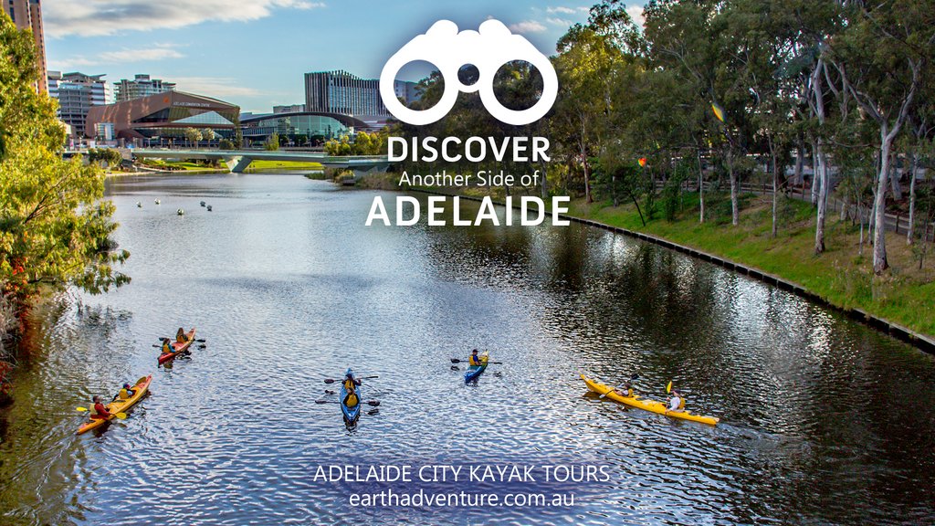 Discover another side of Adelaide with Adelaide City Kayak Tours! Enjoy scenic views of the cityscape as our fully qualified instructor guides you along the River Torrens. 

Book your ticket now - earthadventure.com.au/half-day-activ…

#visitsouthaustralia #seesouthaustralia #ilovesa