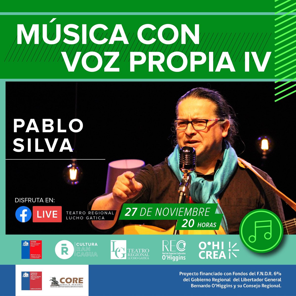 ....Acompañame a llenar por internet a este concierto en nuestro teatro regional lucho Gatica.... 

Este viernes 27 de noviembre 20:00 hora chile

Ayudame compartiendo esta información....

  a mis  auspiciadores 
#MegaCipreses
#Gascoentubarrio
AguasMega.cl