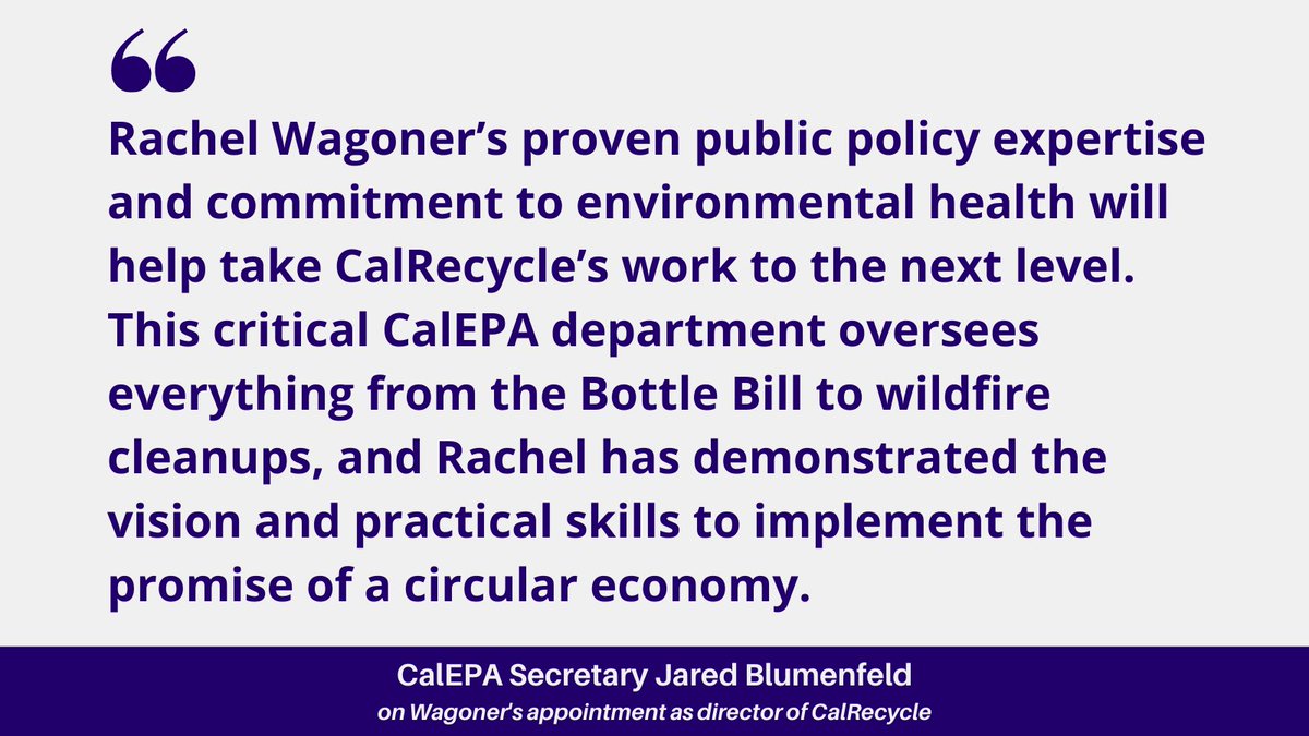 Congratulations to Rachel Wagoner on being appointed as <a href="/CalRecycle/">CalRecycle</a>'s director! 
📲 Read more: bit.ly/caappts112320