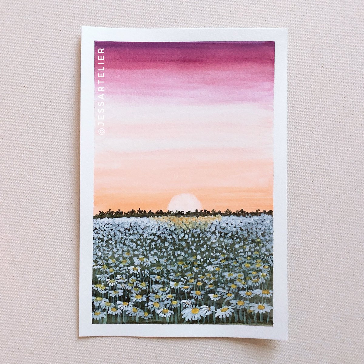 jessartelier's tweet photo. Day 7/30.
Painted another piece inspired again by the amazing @jesschungart! Calling this field of daisies in Banff 🤍

#gouache #gouachepaint #gouachepainting #gouacheart #gouacheartwork #scenerypainting #canson #30daychallenge #30dayproject  #dailyart #painting #art #banff https://t.co/5ubKoo2ARl