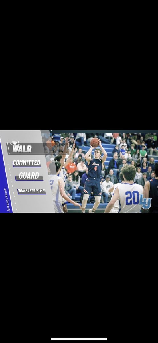 JakeWald4's tweet photo. I am excited to say that I am committing to Lawrence University for academics and basketball. I am grateful for the opportunity they have given me. I appreciate all the family, and friends that have supported me on my journey to play college basketball.  I am grateful for my dad https://t.co/ADtFoUWza4