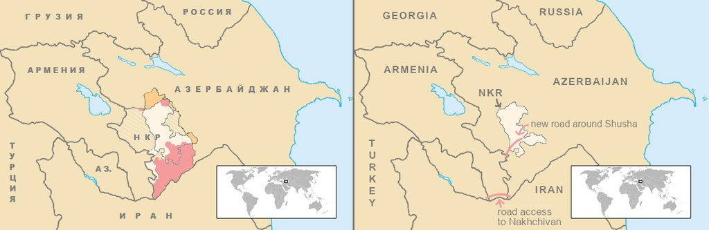 2) There is no doubt of the outcome: Azerbaijan can claim victory.Here's a simple map showing the before/after of the conflict.