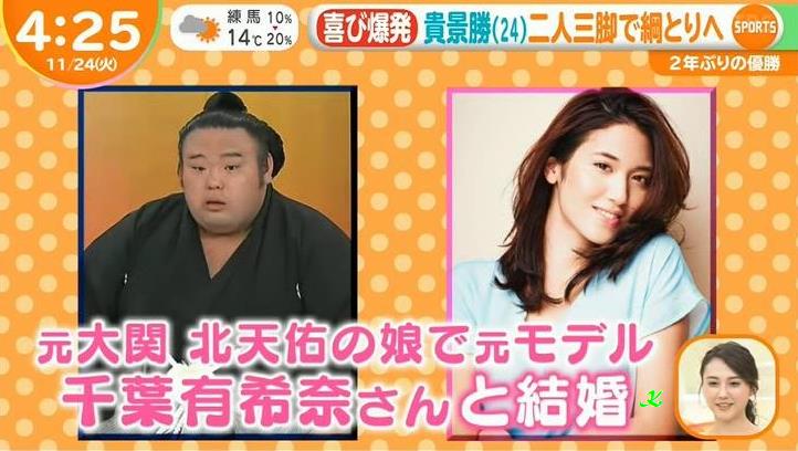 婚約 たか けいしょう 貴景勝の結婚した妻・嫁は千葉有希奈で北天佑の次女。馴れ初めやグラビア、水着写真は？【ジャンクスポーツ】