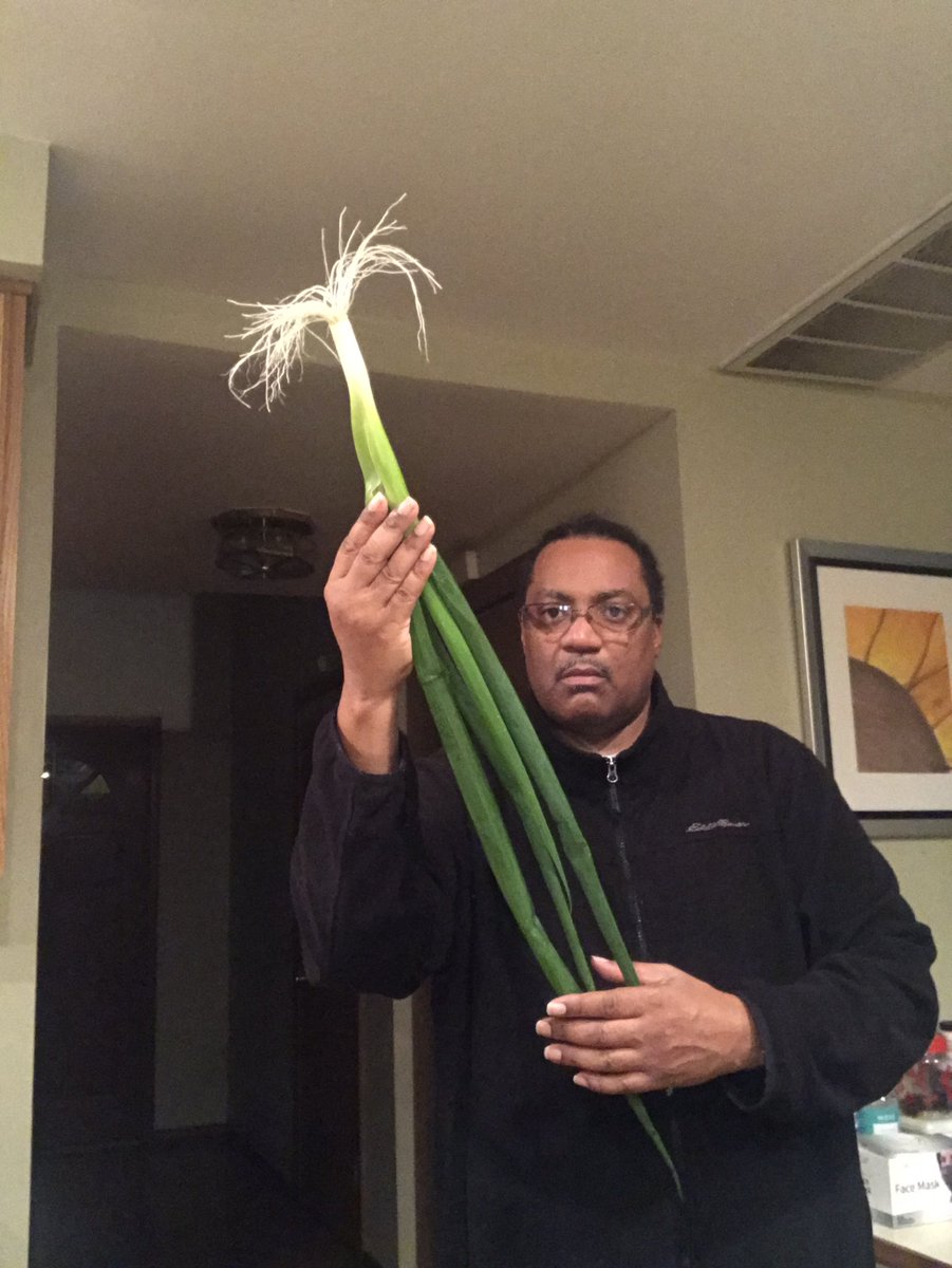 No! This is not a leek! It’s a massive green onion from my garden lab. #blackvegancommunity #blackfarmers #blackvegans #hiphopisgreen #10thelementofhiphop