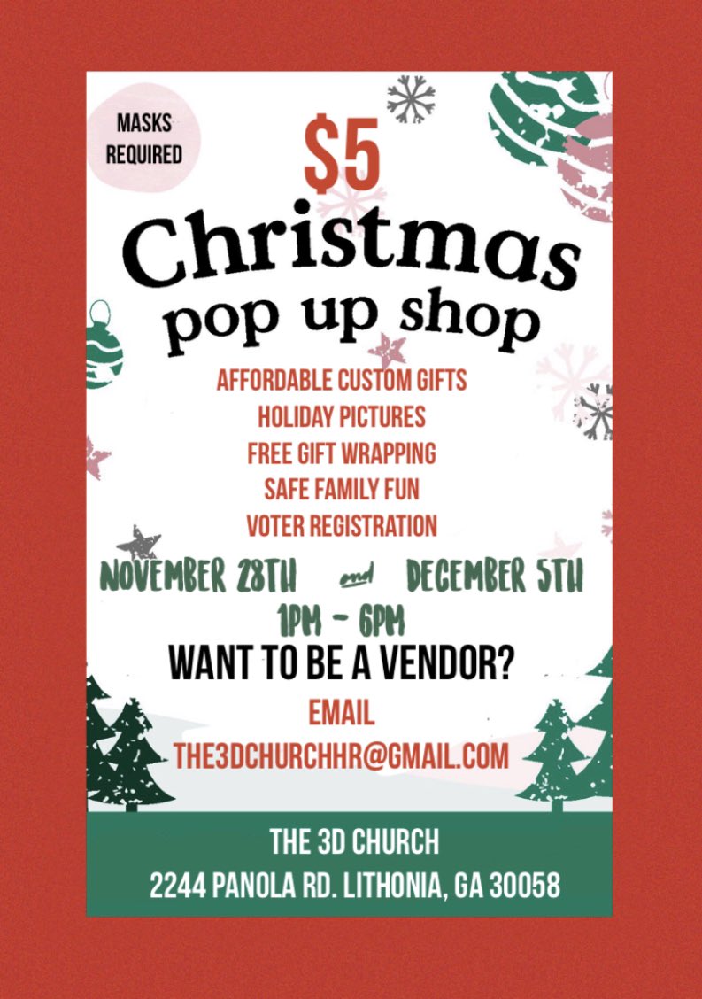 Need high quality inexpensive gifts! Pull up to #The3DChurch $5 Pop up shop! A fun &amp; safe shopping experience that the entire family can enjoy!