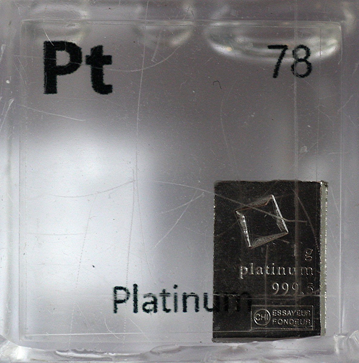 Platinum  #elementphotos. Yellow compound is (1,5-cyclooctadiene)diiodoplatinum(II) (C8H8)PtI2.