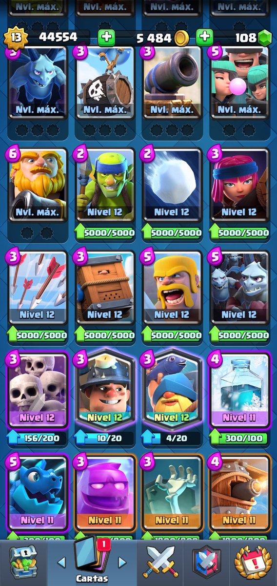 Rip CR, pongo en venta mi cuenta.
Tiene 52 cartas max
Record de 7116
18 Wins