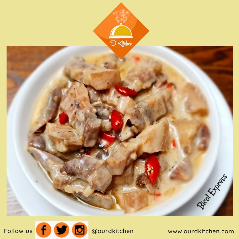 OurDKitchen's tweet photo. A popular Bicol dish, done Our D'Kitchen style. Pork cubes cooked in chilies, spices, and rich coconut cream.

#pork #bicolexpress #food #foodie #foodphotography #foodporn #foodstagram #foodblogger #smallbiz #smallbusiness #supportsmallbusiness https://t.co/4MAIQA40DY