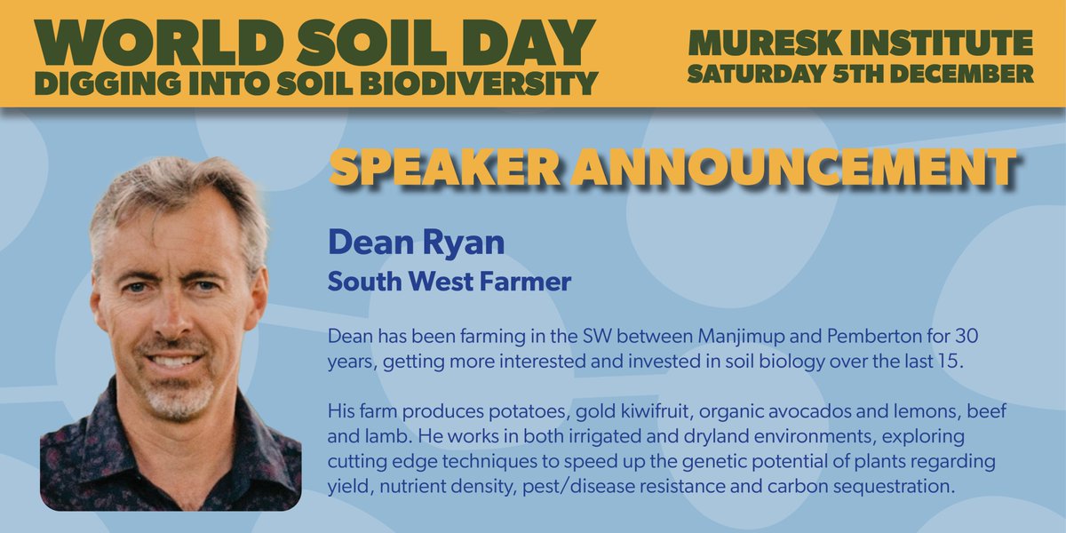 RegenWa's tweet photo. World Soil Day Speaker - Dean Ryan is a beef, potato, avocado and kiwifruit farmer in Manjimup. He is passionate about soil health and farming sustainably. Having trialed and implemented an array of practices which improve #soilbiodiversity.
#WSD2020 #Farmerspeaker #DeanRyan #WSD https://t.co/ElZsxxkwsG