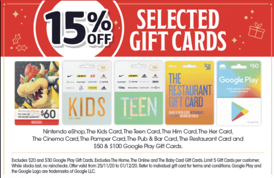 Dave Lee on X: As of tomorrow COLES will be selling Kids & Teen Gift Cards  for 15% off, which can be used at @JBHiFi. Of course, JB will launch their  30%