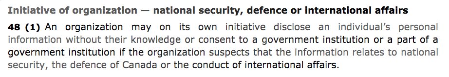 Everyone is handwringing over whether platforms can determine what is sufficiently abusive behaviour to suspend an account but we're going to entrust them w/ handing over people's (or BIPOC's b/c racism) info at will any time Data 'R Us decides to play nat sec?  #CPPA  #C11 (2/3)