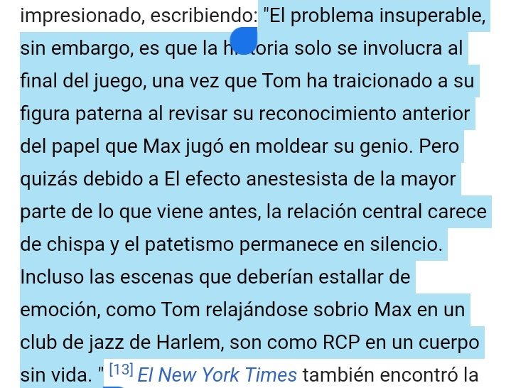 Ahora las críticas, variadas, hasta tirando a malas. Al parecer esperaban más del debut de Michael ya que es un director de teatro reconocido, o afirman que es "muy de teatro" y que teniendo tremendo equipo no supo llevar el barco. Pero también tuvo sus buenas críticas+