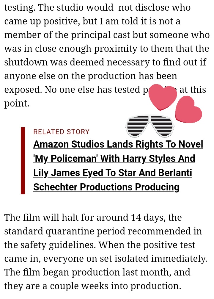 3. El día que salió el artículo de alguien infectado por coronavirus en el set de DWD, mencionaron el artículo de My Policeman, cuando pudo poner otro de los tantos que hay respecto al cast de DWD y escritos por él mismo. Y tampoco es al azar, siendo un medio serio como este.