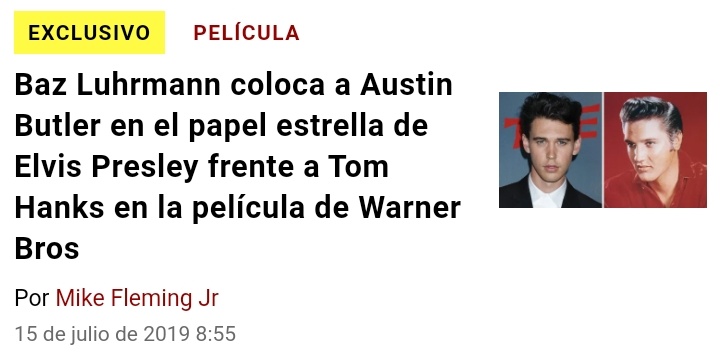 de cuándo se grabará o dónde. Tampoco mencionan otros proyectos, ni siquiera los que están por estrenarse. 7. Cuando salió el rumor de Harry siendo considerado como candidato para interpretar a Elvis, a inicios de julio del año pasado solo pasaron unos 15 días para que+