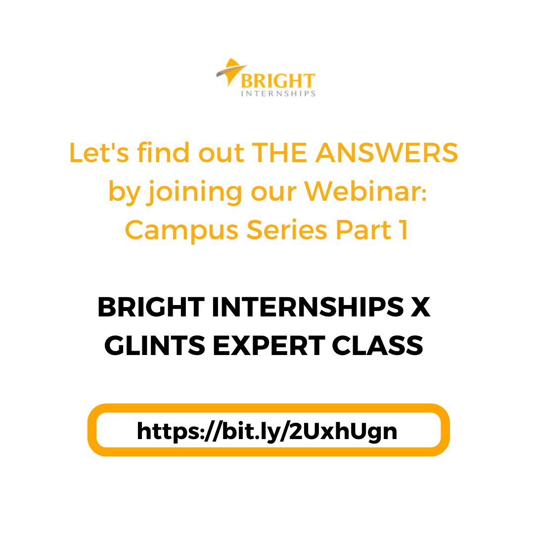 Besides, what brivas already answered in this thread, Brighterns also can find the answers in Bright Internships' webinar with Glints ID.Register now http://bit.ly/2UxhUgn  #webinar  #seminar  #zoominar  #infoseminar  #seminarnovember