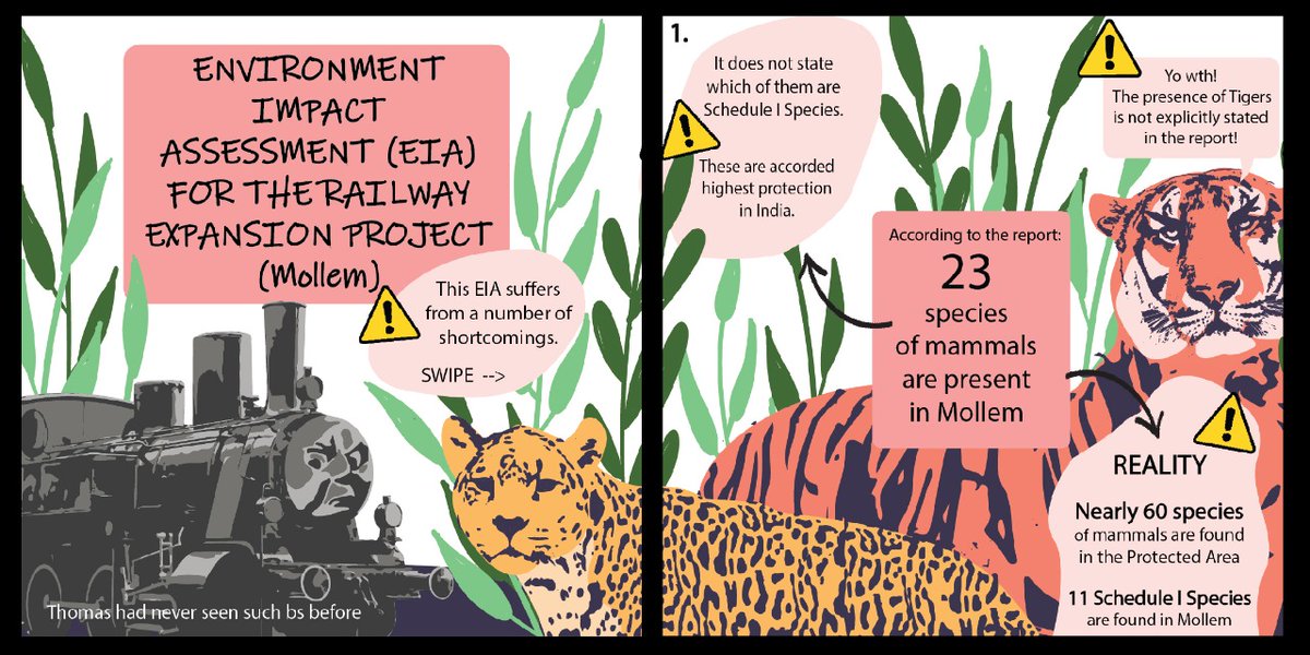 The creation of Environment Impact Assessment (EIA) reports is an important legal process to understand the potential impacts a proposed project can bring to the biodiversity and humans living in the vicinity of the project. The railway project EIA has many shortcomings. (4/n)