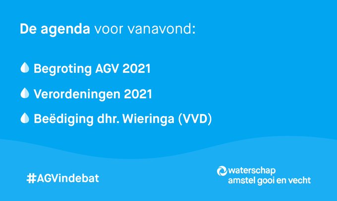 Kijk vanavond om 20:00 uur live mee met de digitale vergadering van @waterschapsagv | #AGVindebat
📽️👉 https://t.co/LEeQONZMFy
Over onder andere 👇