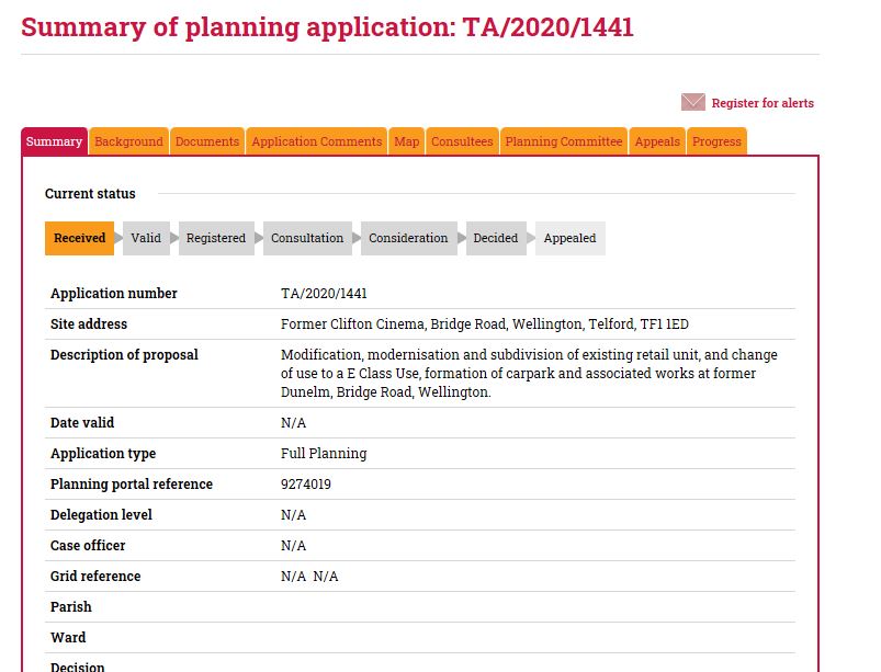 Clifton Cinema update: Telford Investments Ltd - the same company applied to demolish it) has now applied to "modify, modernise and subdivide the existing retail unit", form a car park and change the site to E-class use.  https://secure.telford.gov.uk/planning/pa-applicationsummary.aspx?applicationnumber=TA/2020/1441  #wellington  #wrekin  #planning