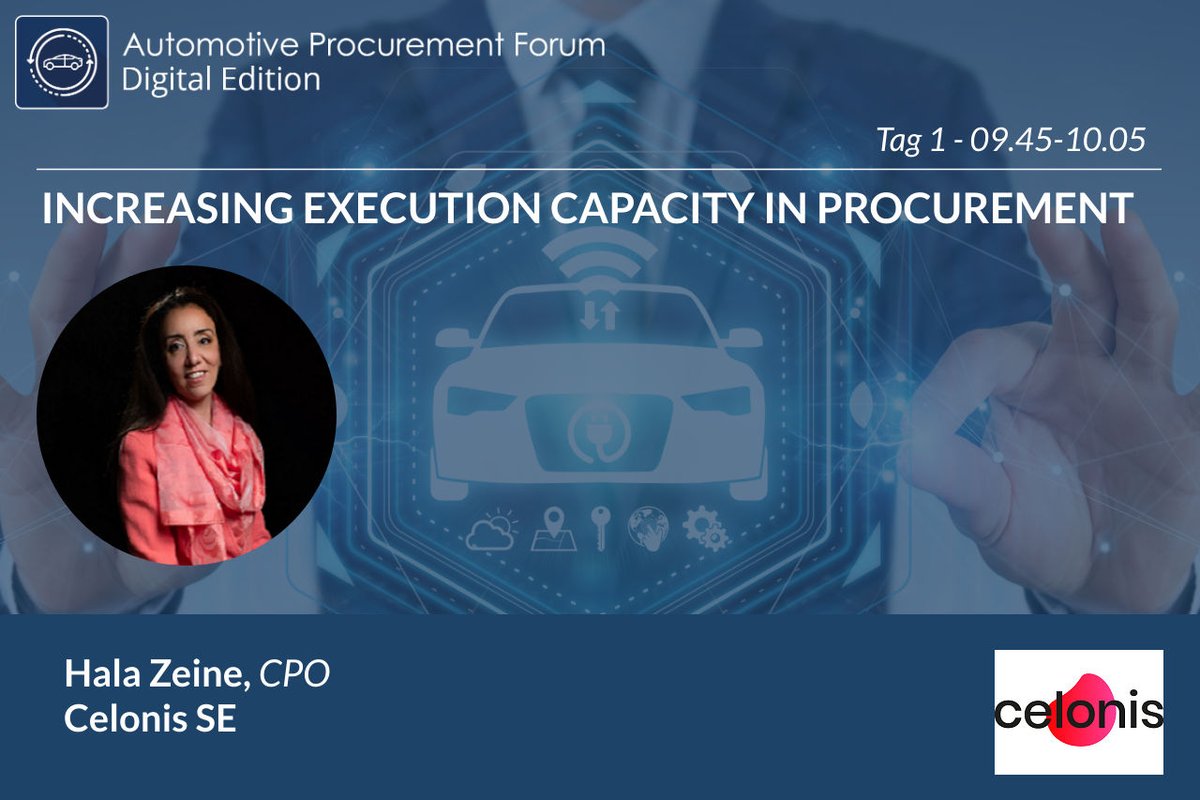 Jetzt beim APF20: 

𝗜𝗡𝗖𝗥𝗘𝗔𝗦𝗜𝗡𝗚 𝗘𝗫𝗘𝗖𝗨𝗧𝗜𝗢𝗡 𝗖𝗔𝗣𝗔𝗖𝗜𝗧𝗬 𝗜𝗡 𝗣𝗥𝗢𝗖𝗨𝗥𝗘𝗠𝗘𝗡𝗧

Wir freuen uns auf einen spannenden Vortrag von Hala Zeine, CPO bei <a href="/Celonis/">Celonis</a>

HIER geht's zum Networking und zu den Vorträgen: bit.ly/3nRchGf

#apf20 #automotive