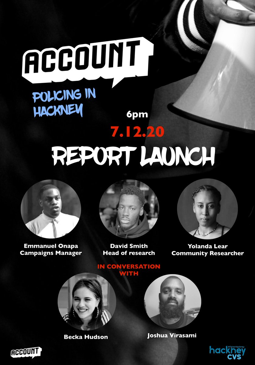 Hackney Account 🍉 (@hackneyaccount) on Twitter photo BIG MOVES! We're launching our report with an online event 7th December 📢📢📢📢
with <a href="/becka_sh/">becka s hudson</a> and <a href="/JoshuaVirasami/">Joshua Virasami 🇲🇺🇵🇸</a>
tickets are free but space is limited, sign up below ⌛️⌛️⌛️
eventbrite.co.uk/e/policing-in-… BIG MOVES! We're launching our report with an online event 7th December 📢📢📢📢
with <a href="/becka_sh/">becka s hudson</a> and <a href="/JoshuaVirasami/">Joshua Virasami 🇲🇺🇵🇸</a>
tickets are free but space is limited, sign up below ⌛️⌛️⌛️
eventbrite.co.uk/e/policing-in-…