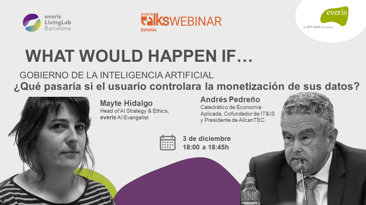 NTTDataSpain's tweet photo. 💡¿Qué pasaría si el usuario controlara la monetización de sus datos? 

Te lo contamos en la sesión que organiza #everisLivingLab para dar a conocer cómo las compañías pueden y deben empezar a mostrar mayor transparencia en el uso de los datos👉 https://t.co/y25axcwCRg https://t.co/6pMEKQ0h3H