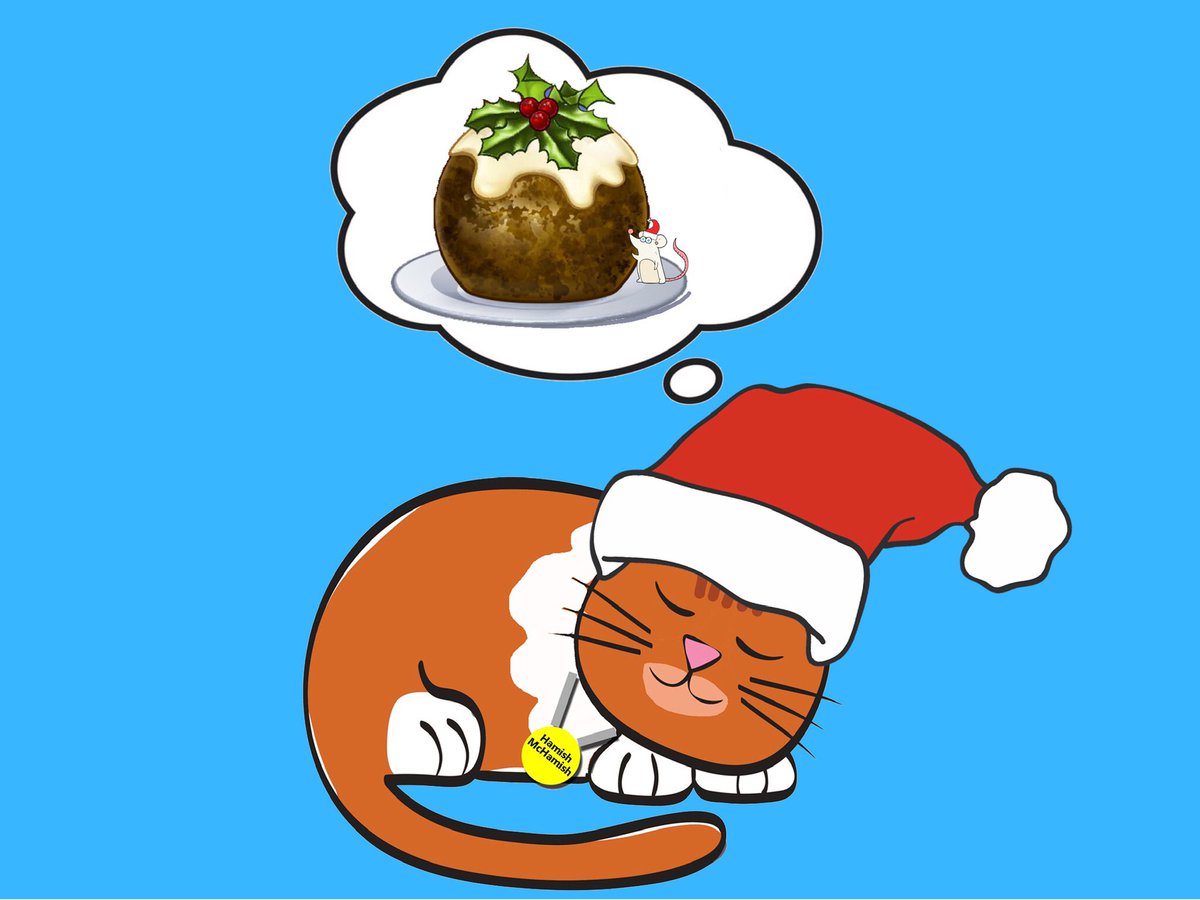mchamishcat's tweet photo. "Hamish McHamish, the famous St Andrews cat, was having a wee catnap. He was dreaming about Christmas pudding!" 
Join Hamish &amp; his friends on their festive adventures! buy books on Amazon using this link
https://t.co/C9s3a1X8v2
Book sale proceeds go to @hamishcharity https://t.co/alsNcQjEeo
