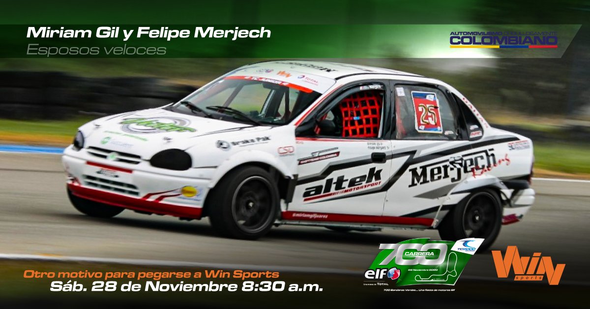 tc2000colombia's tweet photo. , por primera vez en la historia de nuestro deporte en el país, a una pareja de esposos en lo más alto del podio. Cosas del corazón. #TC2000colombia #700verdeverdeverde #TC2000xWIN @WinSportsTV https://t.co/qbKN2gXN2Y