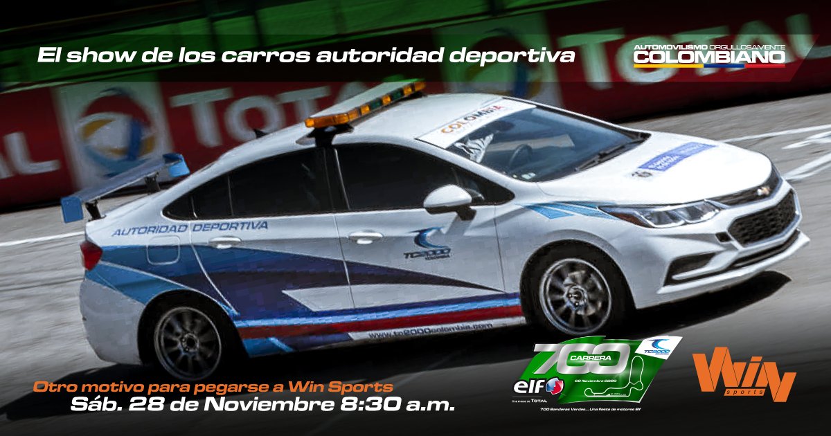 tc2000colombia's tweet photo. Y si de buen show se trata, resulta sensacional ver la estampa y accionar de los carros Chevrolet que ofician como Carros Autoridad Deportiva. En la foto el Safety Car No. 1 Chevrolet Cruze 1,4 T... "Un juguetazo" #TC2000colombia #700verdeverdeverde #TC2000xWIN @WinSportsTV https://t.co/kyxeDDsPVw
