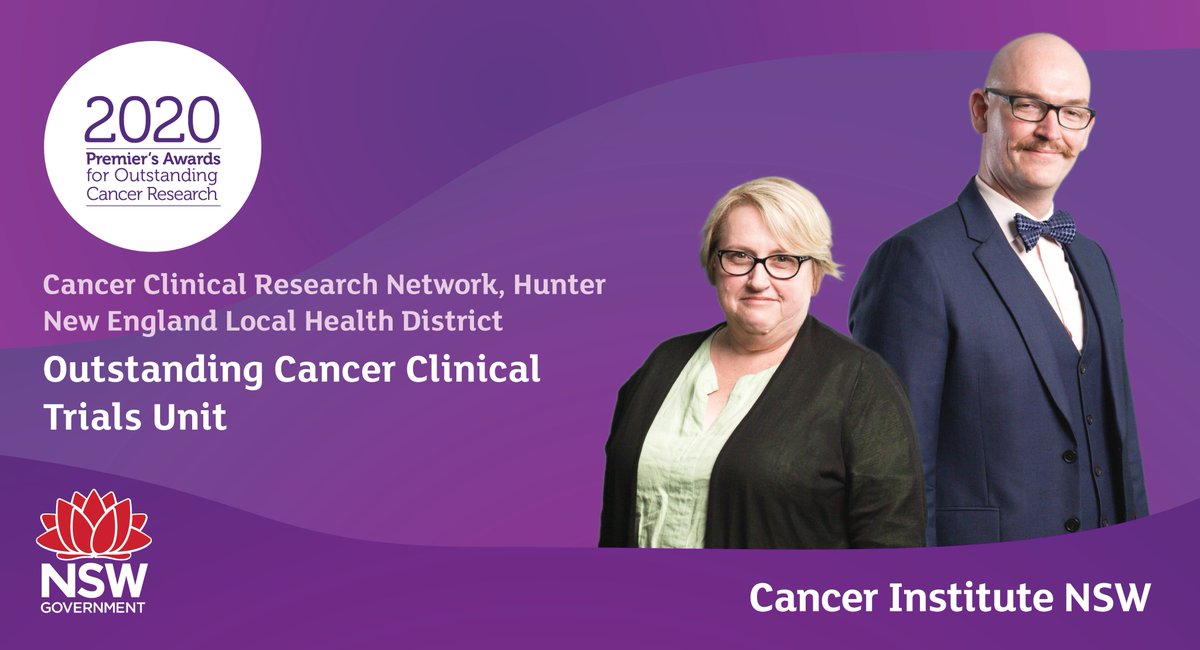 Cancer Institute NSW (@cancernsw) on Twitter photo Congratulations to the Cancer Clinical Research Network and <a href="/HNEHealth/">HNE Health</a> – 2020 Outstanding Cancer Clinical Trials Unit.
Find out more about their work to lead clinical trial recruitment and enrolment: cancer.nsw.gov.au/what-we-do/eve… #cancerNSWawards Congratulations to the Cancer Clinical Research Network and <a href="/HNEHealth/">HNE Health</a> – 2020 Outstanding Cancer Clinical Trials Unit.
Find out more about their work to lead clinical trial recruitment and enrolment: cancer.nsw.gov.au/what-we-do/eve… #cancerNSWawards