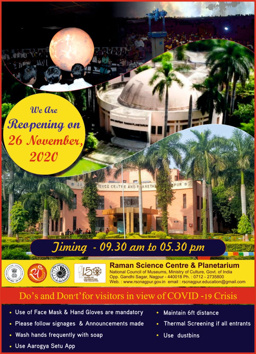 ncsmgoi's tweet photo. Now you can visit @RamanCentre a unit of @ncsmgoi  @MinOfCultureGoI between 9:30 am to 5:30 pm 
#sciencecenter #planetarium #reopening #visitors #scienceexhibits https://t.co/LSUrRE0CPv
