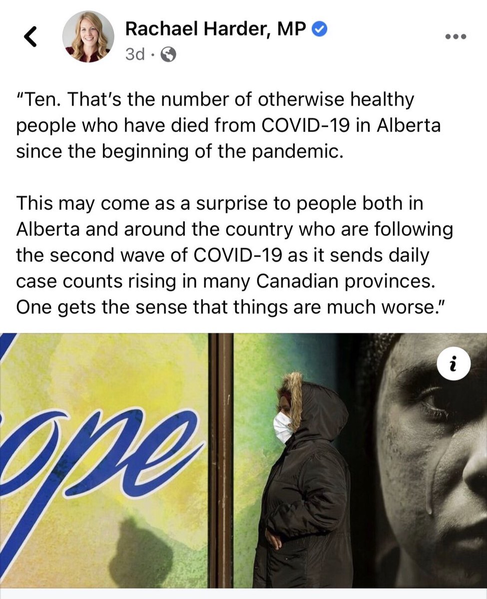 Ooooooooh this gal’s got her rant on TONIGHT!! Careful now! Thread ahead! *deep breaths.*I just saw this post from  #CPC MP Rachael Harder (Lethbridge.) Hi, Rachael- I don’t think you’re on twitter anymore, but I’d like to chat.  #AbHealth  #AbPoli  #CdnPoli 1/