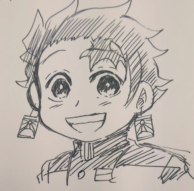 おやつカンパニーにクオカード欲しさにハガキを描いて、炭治郎を一発描きしてみた。下書きしろ!? 