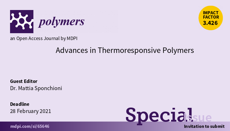 Polymers_MDPI's tweet photo. #Polymers #Special_Issue 
"Advances in Thermoresponsive Polymers" edited by Dr. Mattia Sponchioni is open for submissions now. More details or submit your manuscript, please see at: 
https://t.co/I93PXzRuT6 https://t.co/W7mKshyRyJ