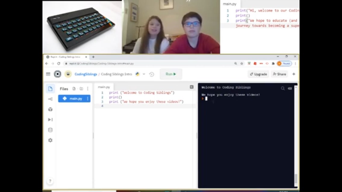 CodingSiblings's tweet image. Hi everyone, explore the power of programming with our first #Python video - please retweet! youtu.be/l7blWoCZvG8 #TinyVoiceTuesdayUnites #codingsiblings