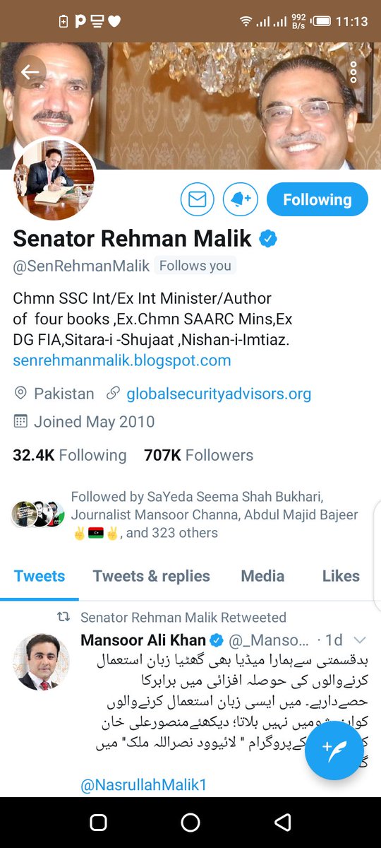 hazoorbuxchanna's tweet photo. Thanks fallowing back thanks 🙏 im so happy Sir 🙏🌷🙏
@SenRehmanMalik https://t.co/nptszZNhvI