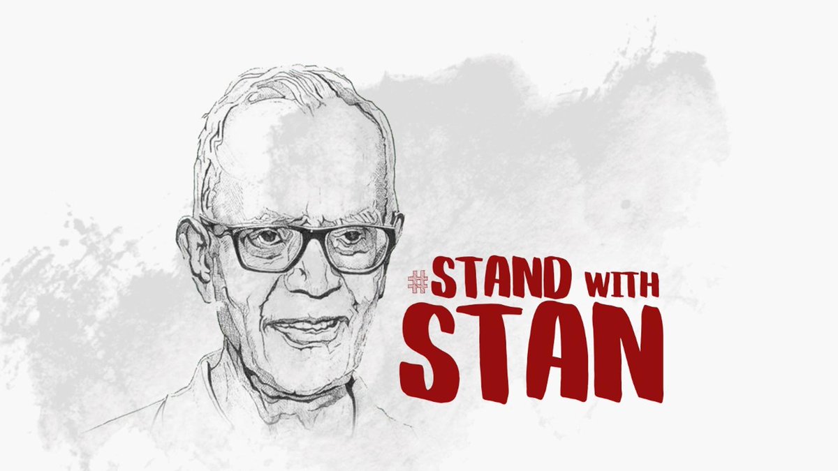 RBejarano6's tweet photo. #StandForStan Swamy,sacerdote jesuita de 83 años sufre de Parkinson y esto le impide lavarse y comer por sus propios medios, arrestado por “terrorismo maoísta”, por defender durante años la vida y los derechos de los grupos tribales en Jharkhand. 1 https://t.co/GsXrTuF1YK